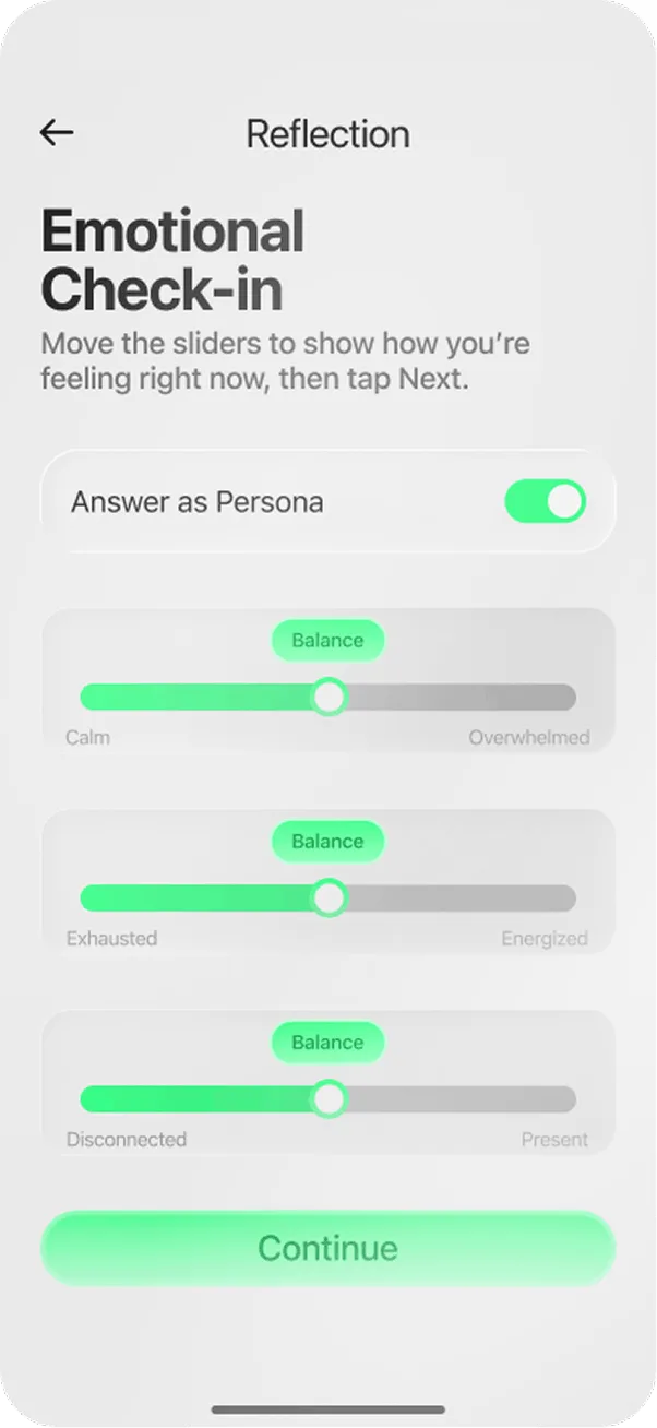Emotional check-in screen