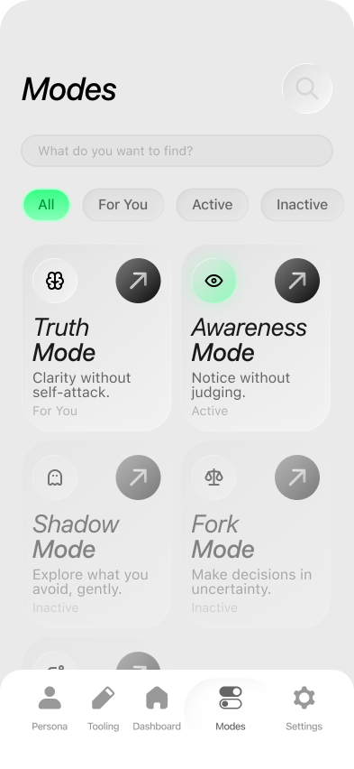 Modes screen