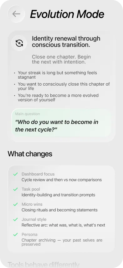 Evolution Mode screen